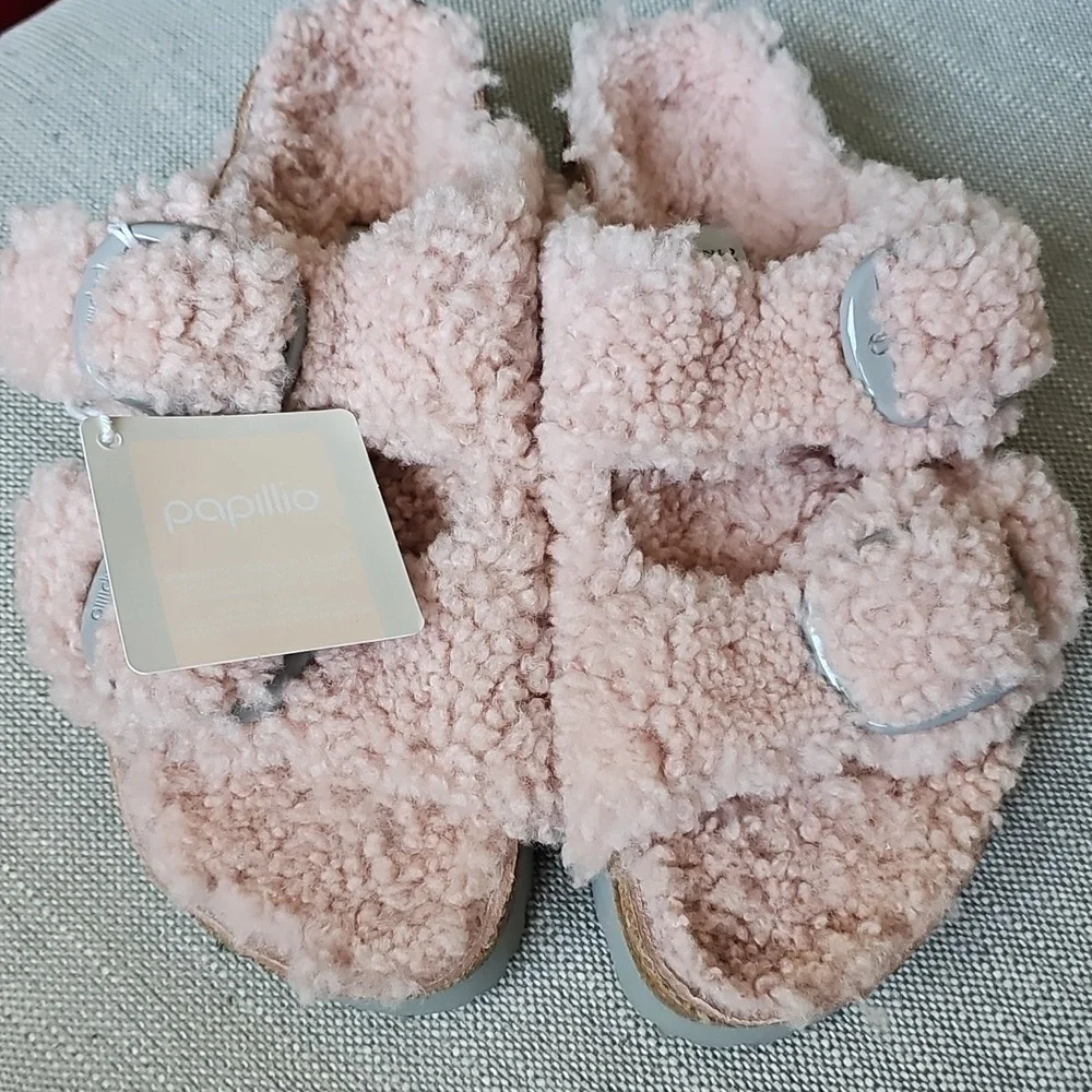 Birkenstock Pink Fuzzy Slippers - Picture 6 of 9